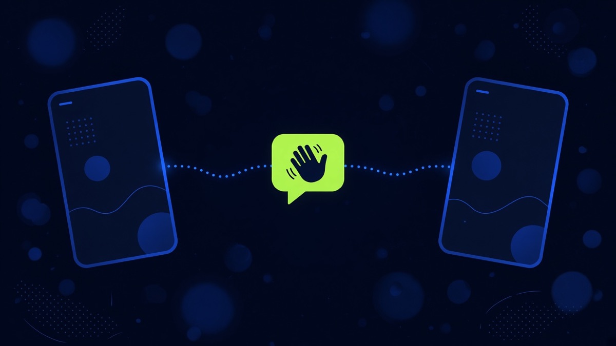 Two chat bubbles meeting, a visual for how to start a conversation online